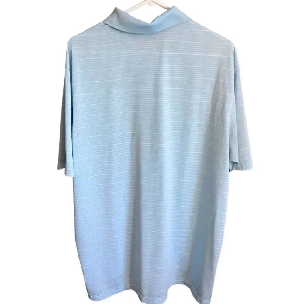 Adidas climalite golf polo men’s SZ XL blue white stripe Virginian golf Club